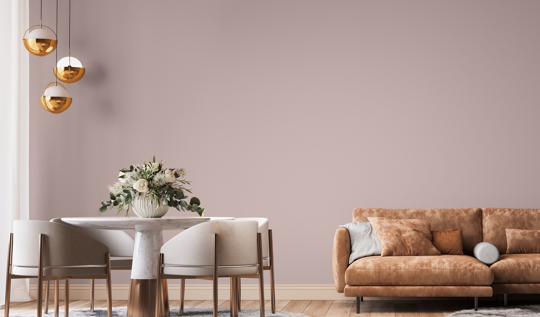 Obra de Arte mistura notas de amarelo, rosa, marrom e cinza para um neutro elegante