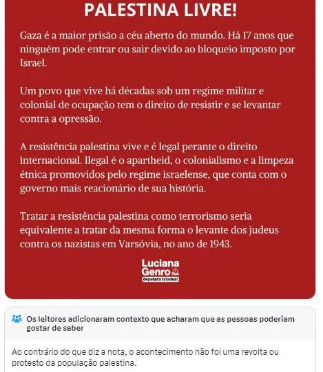 Postagem Luciana Genro