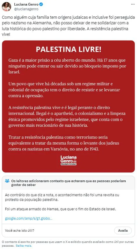 Postagem Luciana Genro