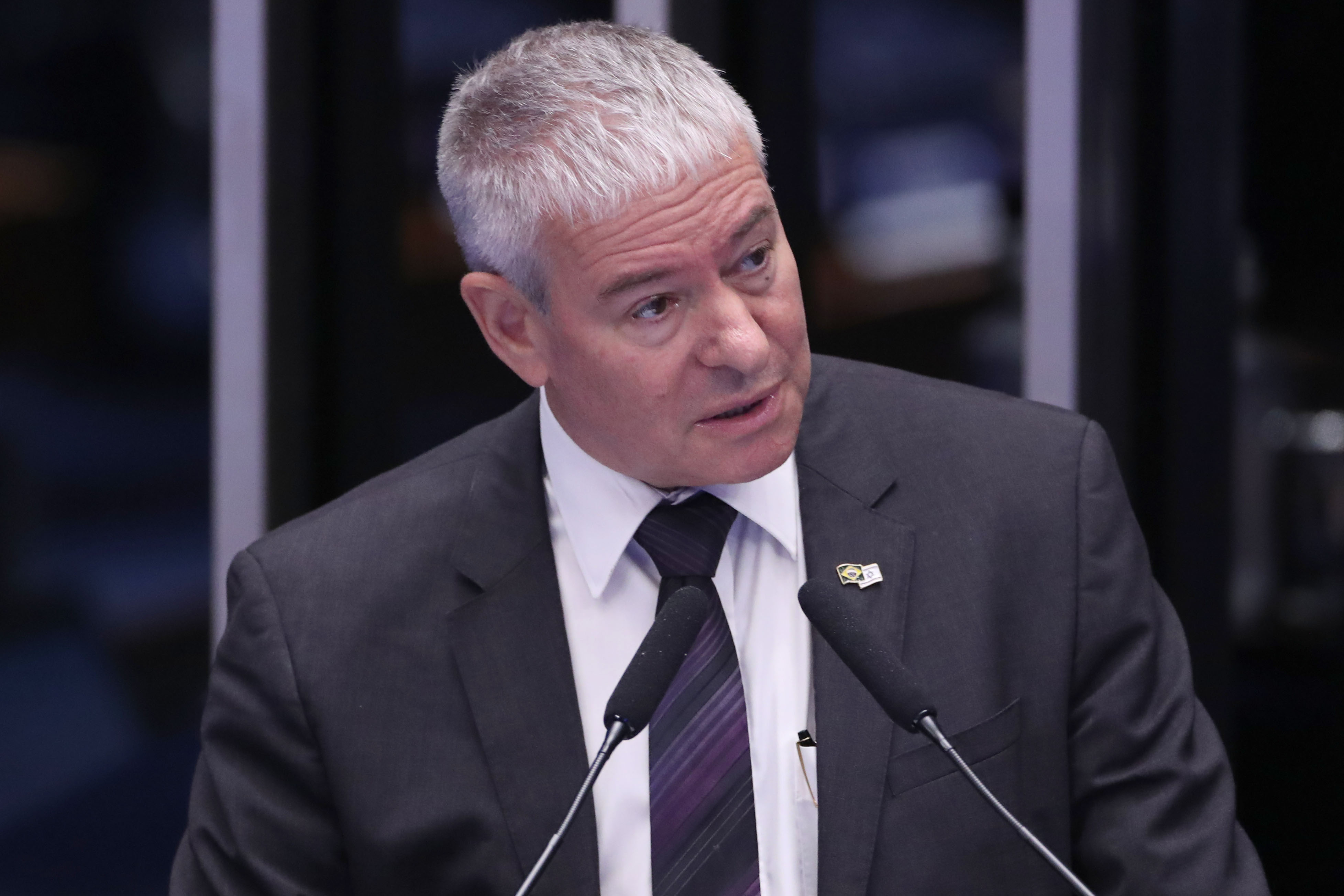 Embaixador de Israel no Brasil, Daniel Zonshine, durante homenagem, no Senado Federal, ao Estado de Israel pelos 75 anos decorridos desde sua criação.