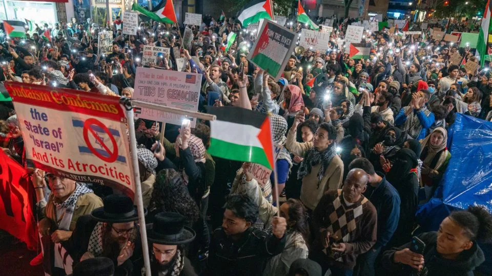 Protestos a favor da Palestina em Nova York, EUA, em 19 de outubro