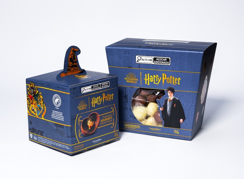 Linha de produtos Harry Potter da Cacau Show, certificados com o selo Rainforest Alliance.