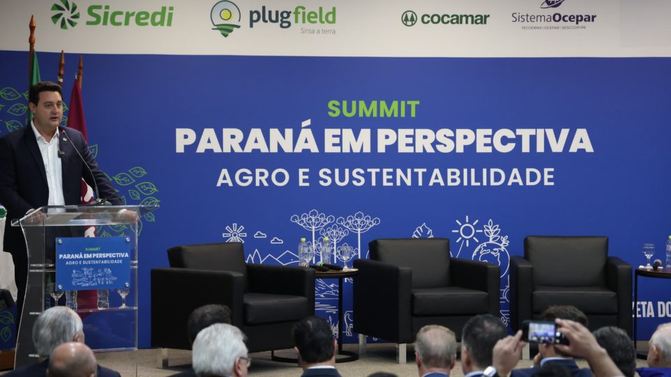 Ratinho Jr. no evento "Paraná em Perspectiva: Agro e Sustentabilidade"