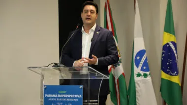 Ratinho Junior (PSD) discursou na abertura do evento "Paraná em Perspectiva: Agro e Sustentabilidade", promovido pela Gazeta do Povo