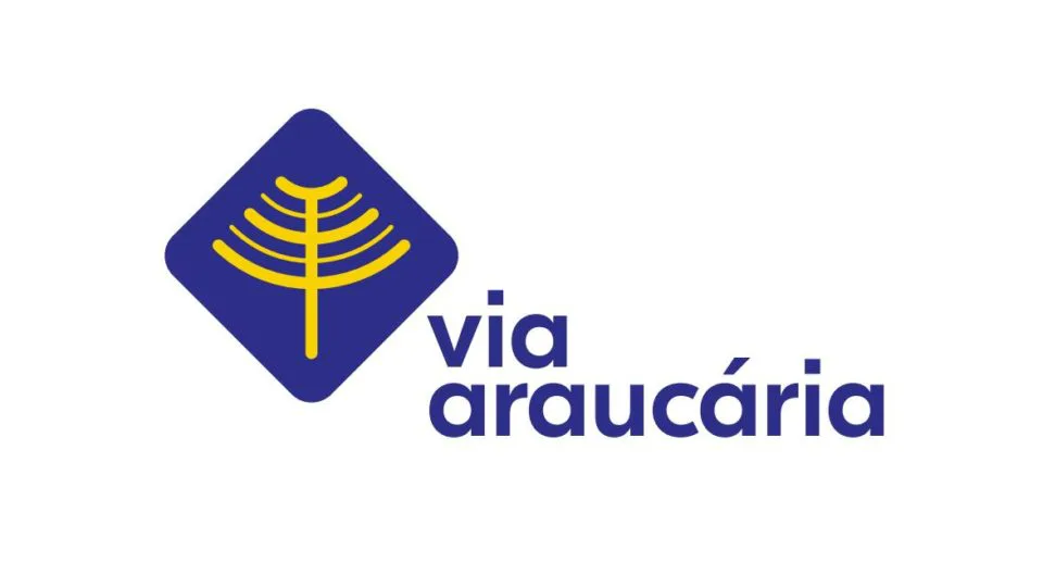 A logo da Via Araucária, marca criada para o lote 1 do pedágio no Paraná, deverá ser vista nas rodovias a partir de 2024.