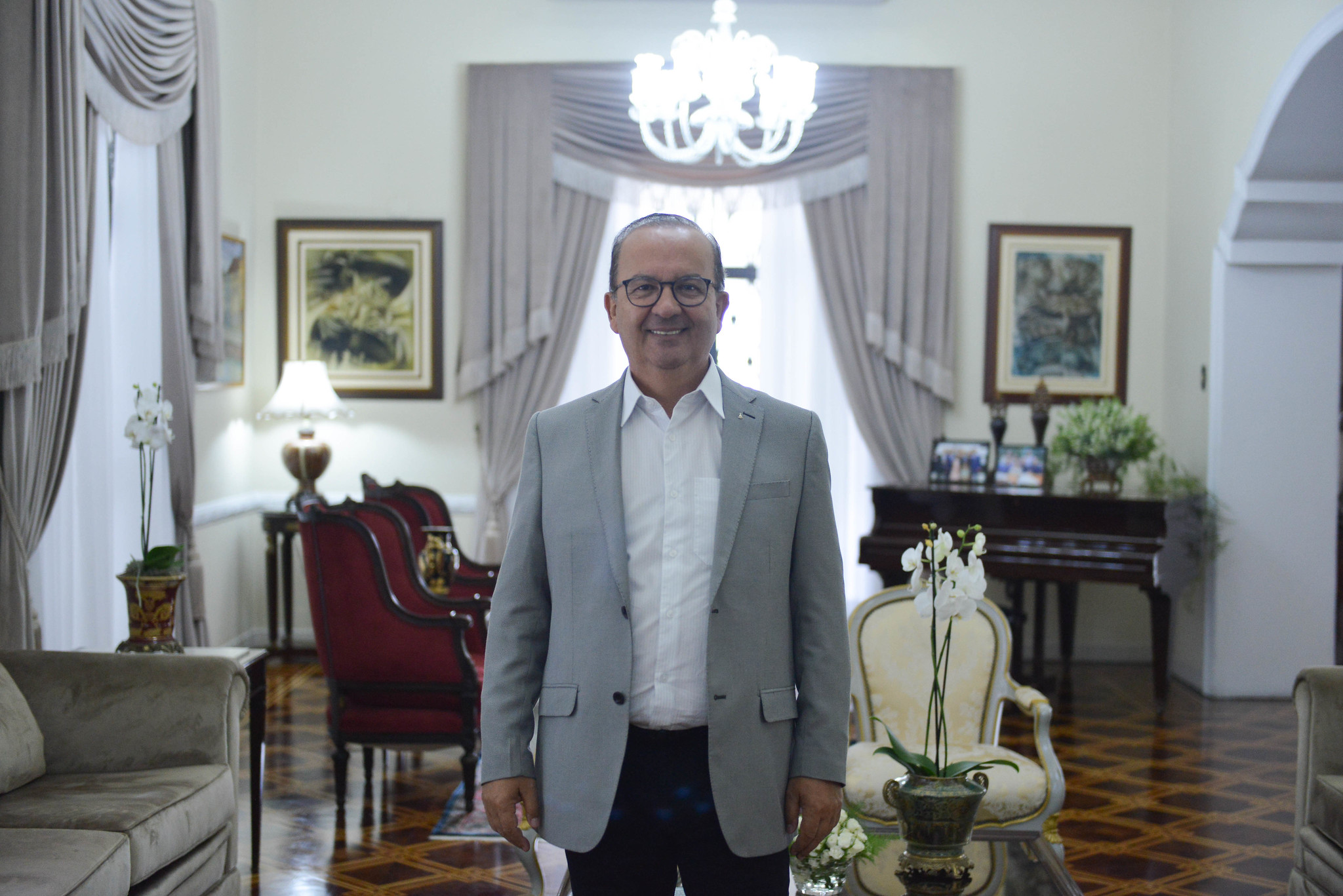 Jorginho Mello (PL) na Casa d’Agronômica, residência oficial do governador em Santa Catarina.
