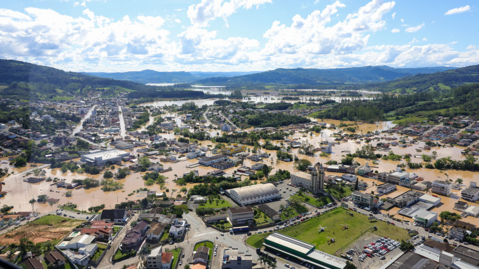 Cidade de Taió, no Alto Vale do Itajaí, sofreu com as chuvas de outubro.