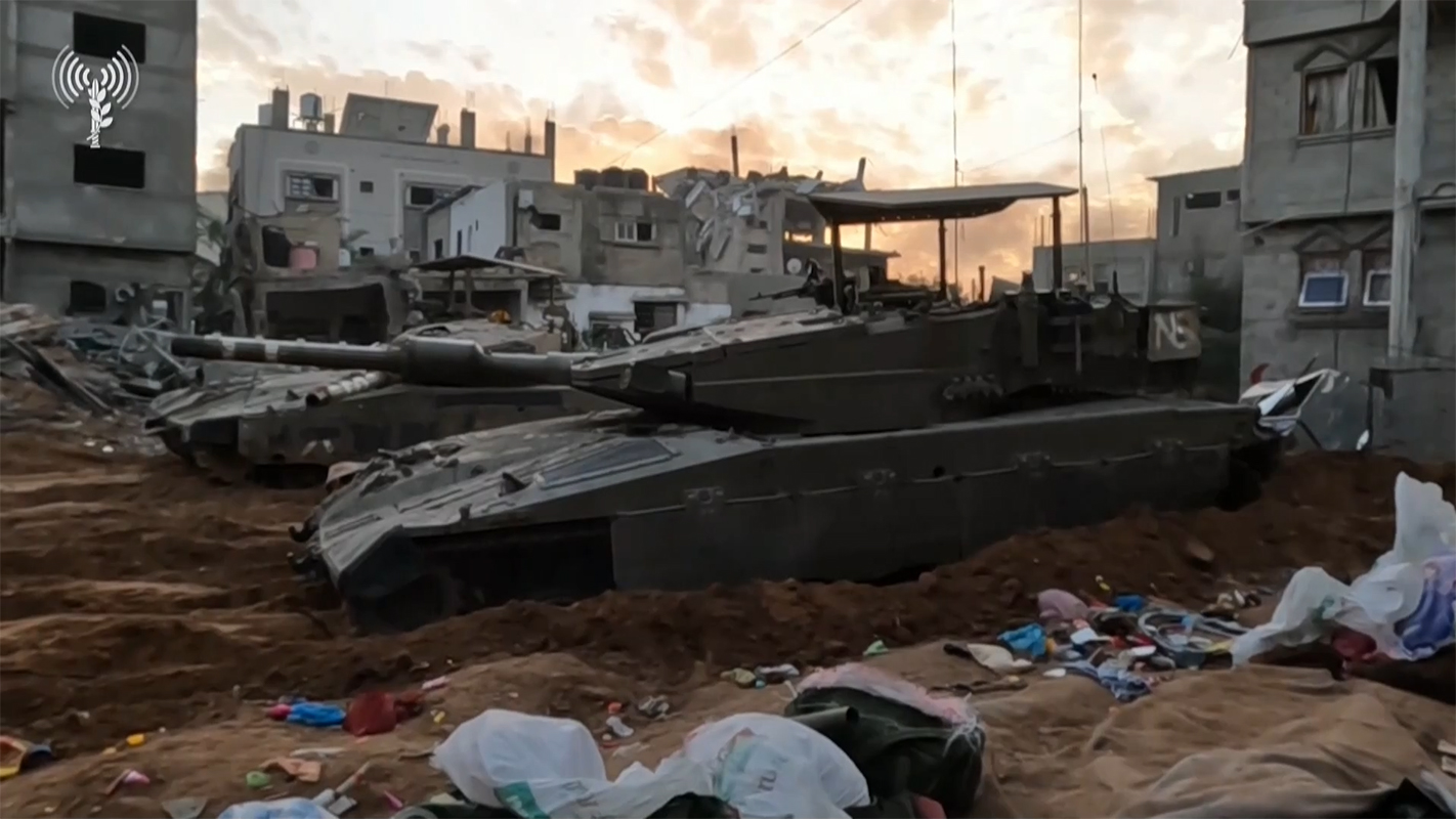 Tanques das Forças de Defesa de Israel em Gaza, 29 de dezembro de 2023.