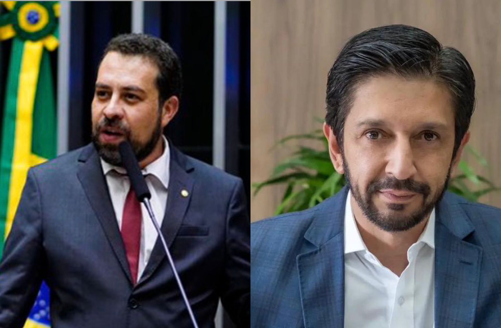 O pré-candidato à prefeitura de São Paulo pelo Psol, Guilherme Boulos, e o prefeito de São Paulo, Ricardo Nunes (MDB), que tentará a reeleição em outubro.