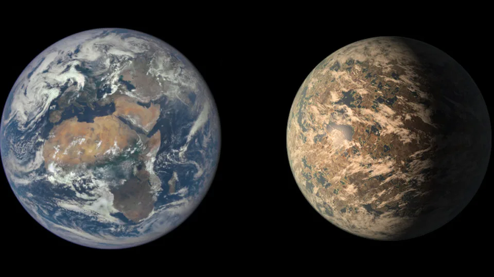Terra e exoplaneta Trappist-1 e