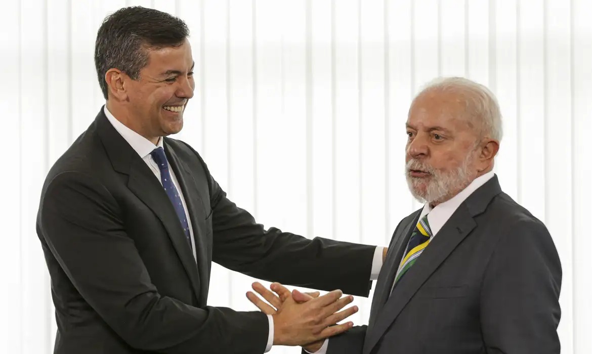 Reunião realizada entre Santiago Peña e Lula no dia 15 de janeiro, em Brasília.