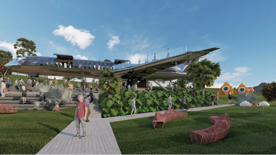 Projeto 3D da pista Jet Set do Surreal Park em Camboriú