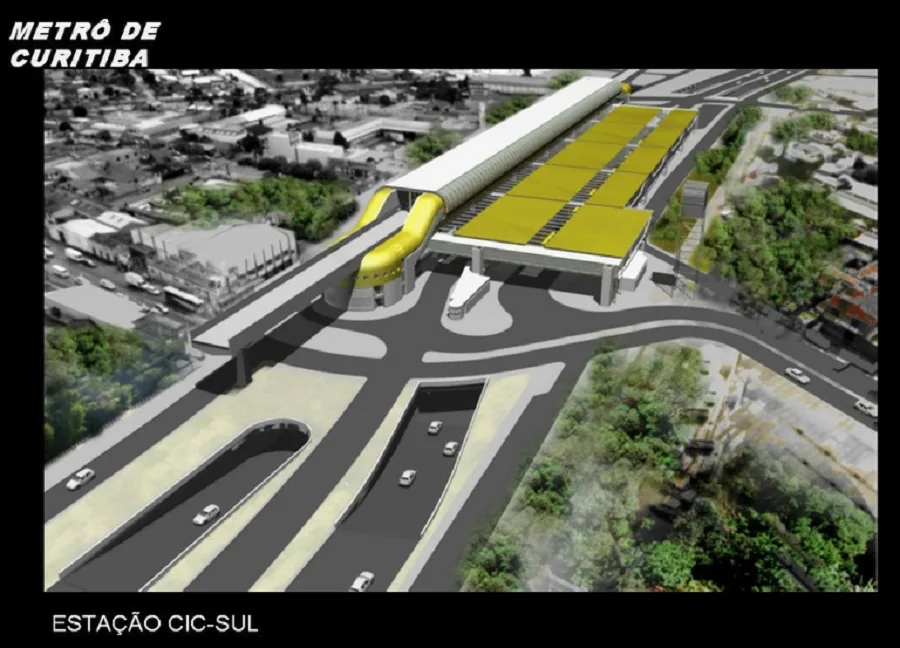 Imagem do projeto do metrô publicada pela Câmara de Vereadores de Curitiba em 2016.