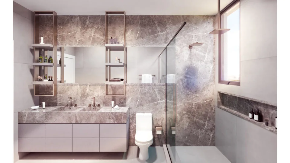 Suite master de um apartamento do Wide, da Construtora Bouw