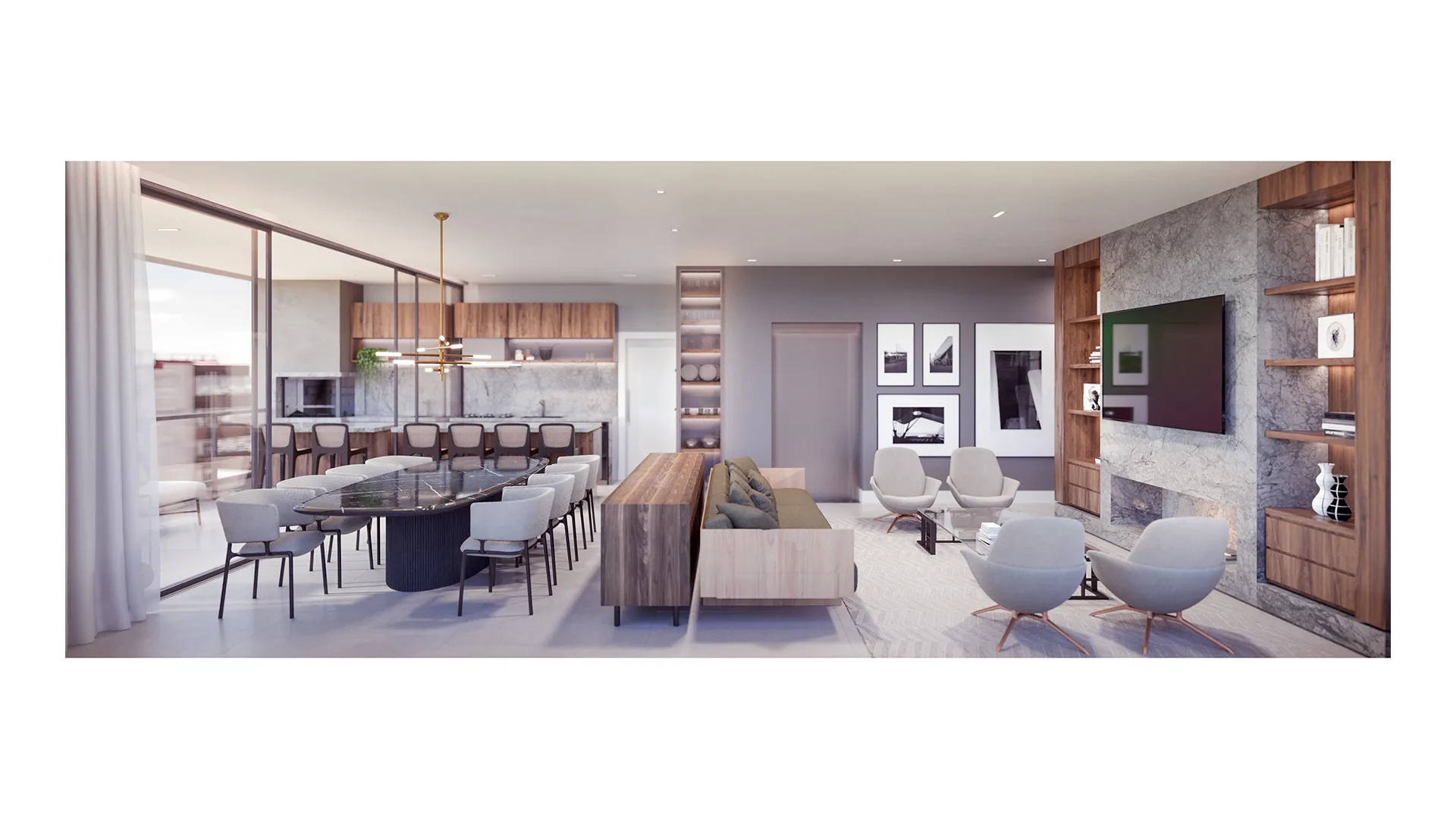 Visão geral de um decorado do Wide, empreendimento da Construtora Bouw