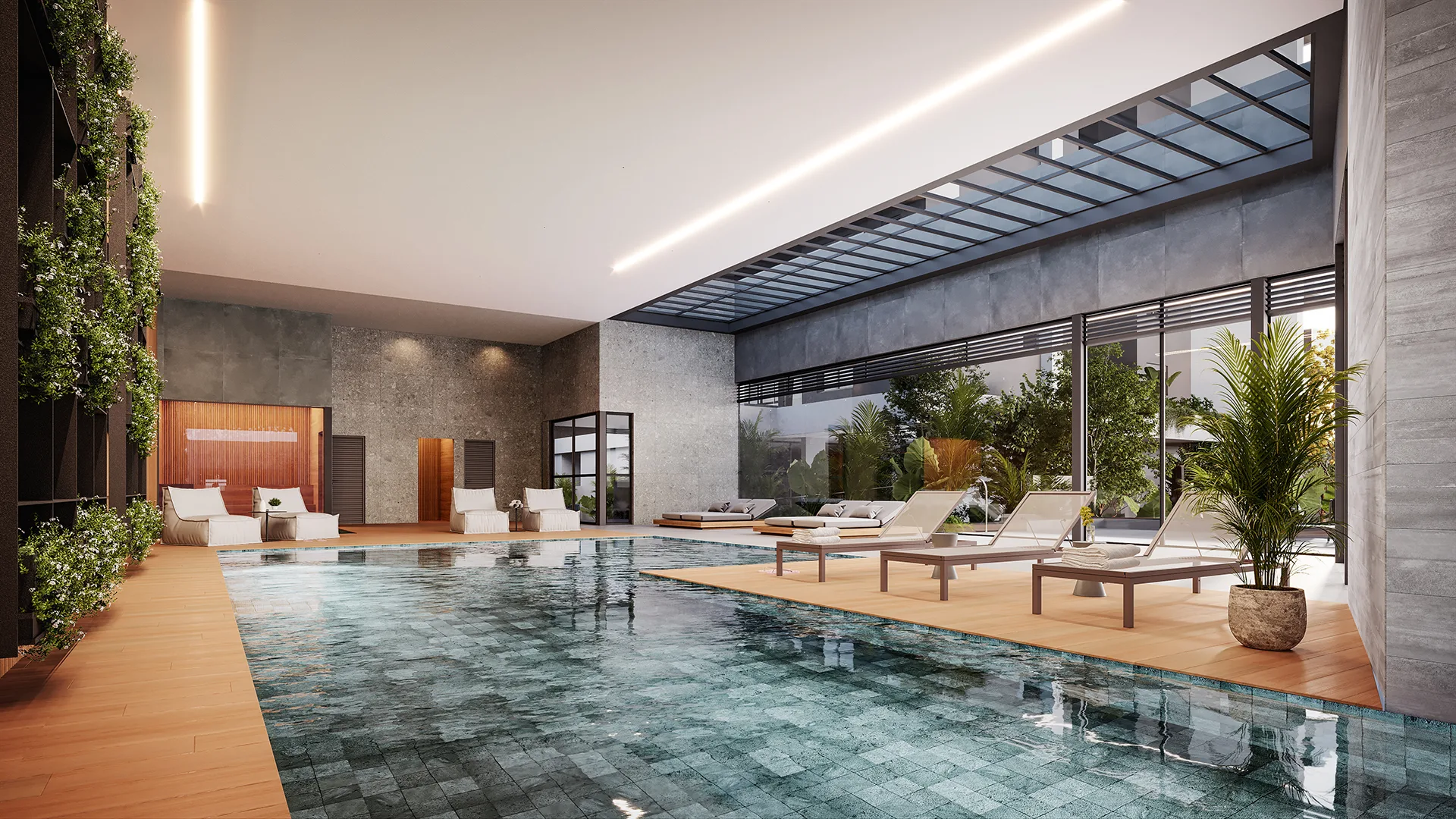 Piscina coberta do empreendimento imobiliário de luxo, Landhaus