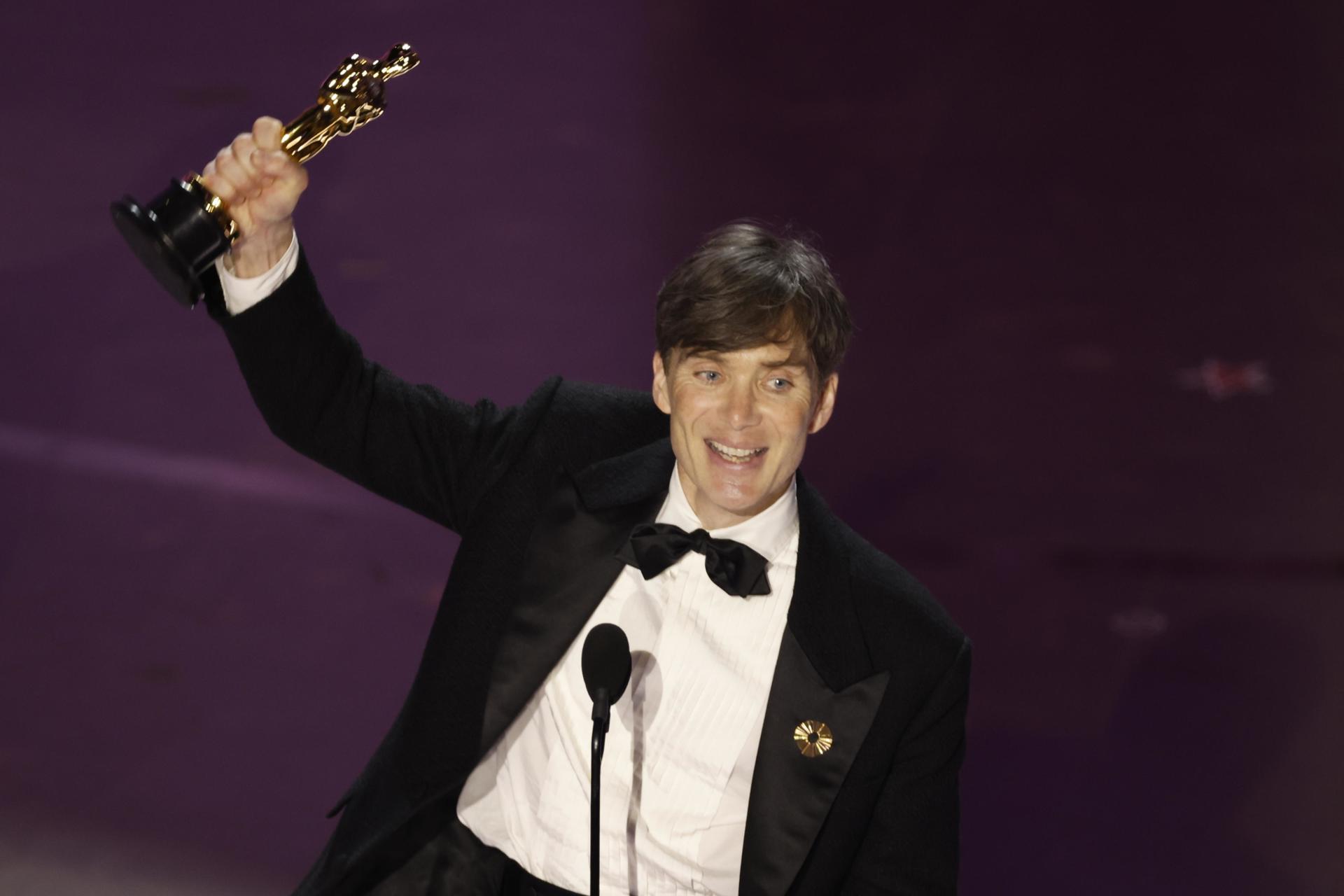 O ator irlandês Cillian Murphy, protagonista do grande vencedor da noite, &#8220;Oppenheimer&#8221;