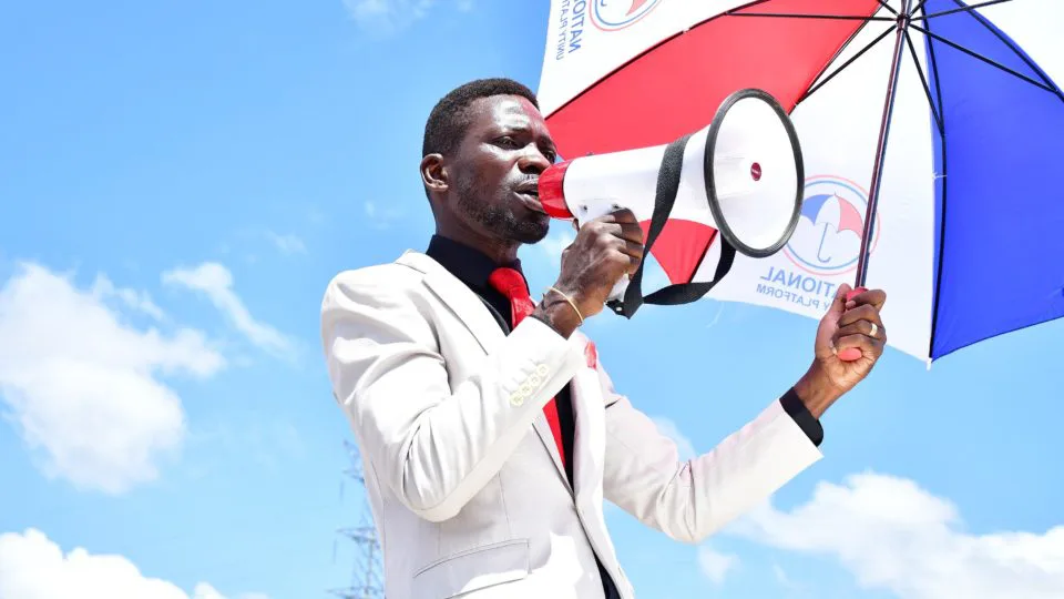 Bobi Wine, em ato político em seu país