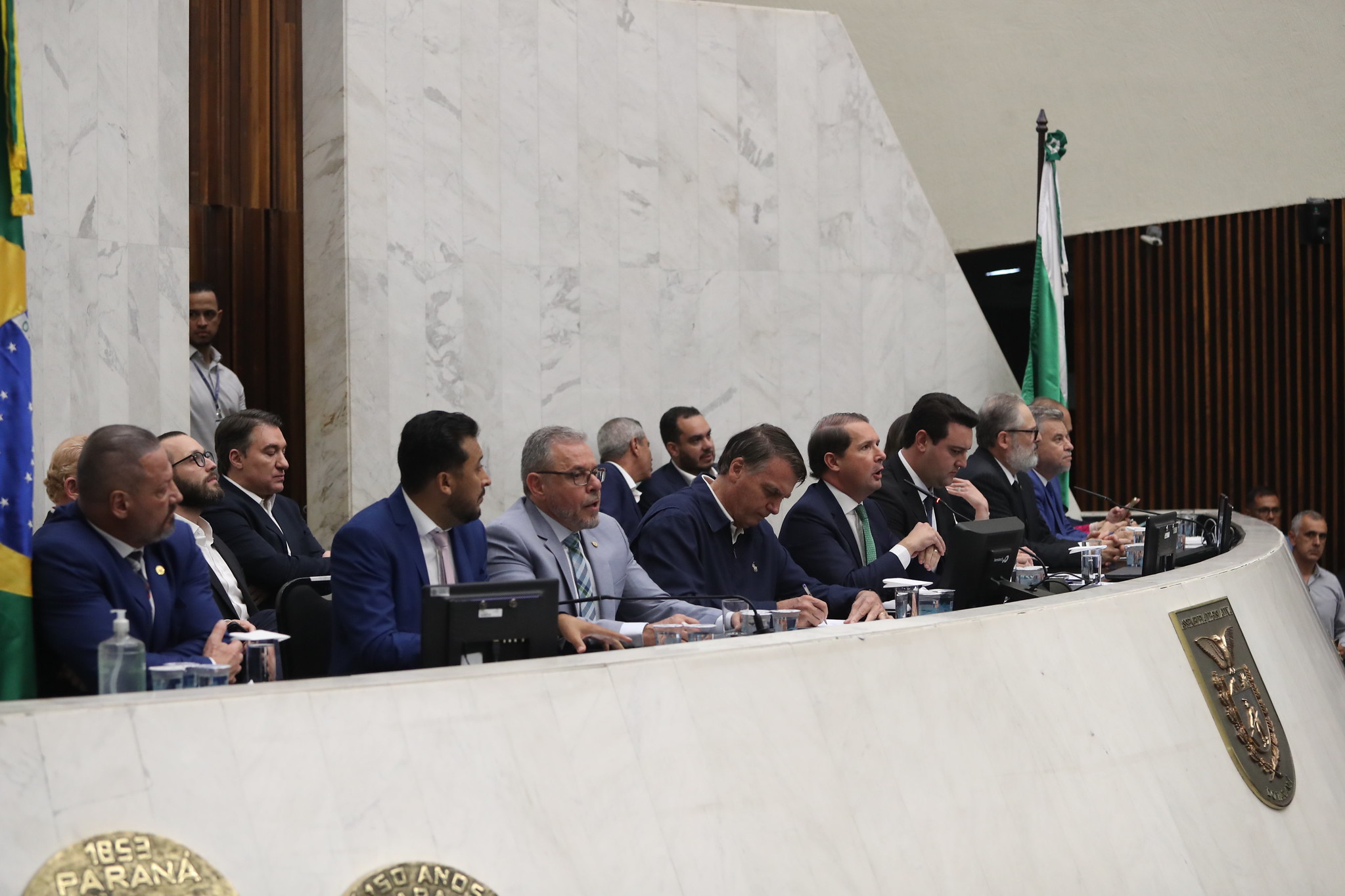 Cúpula do PL Paraná reunida com Bolsonaro na Assembleia Legislativa, em Curitiba