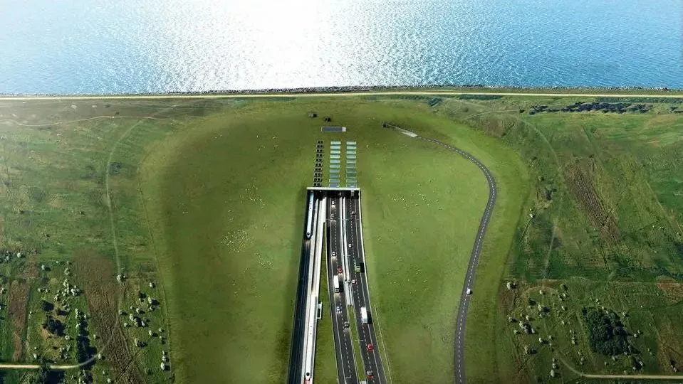 Ilustração da entrada do túnel Fehmarnbelt, no lado dinamarquês. 