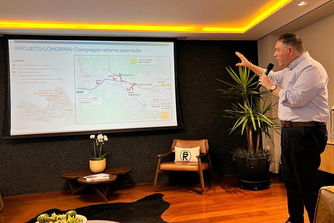 O diretor-executivo da Compagas, Rafael Lamastra Jr., apresentou os planos de interiorização da companhia durante a ExpoLondrina.