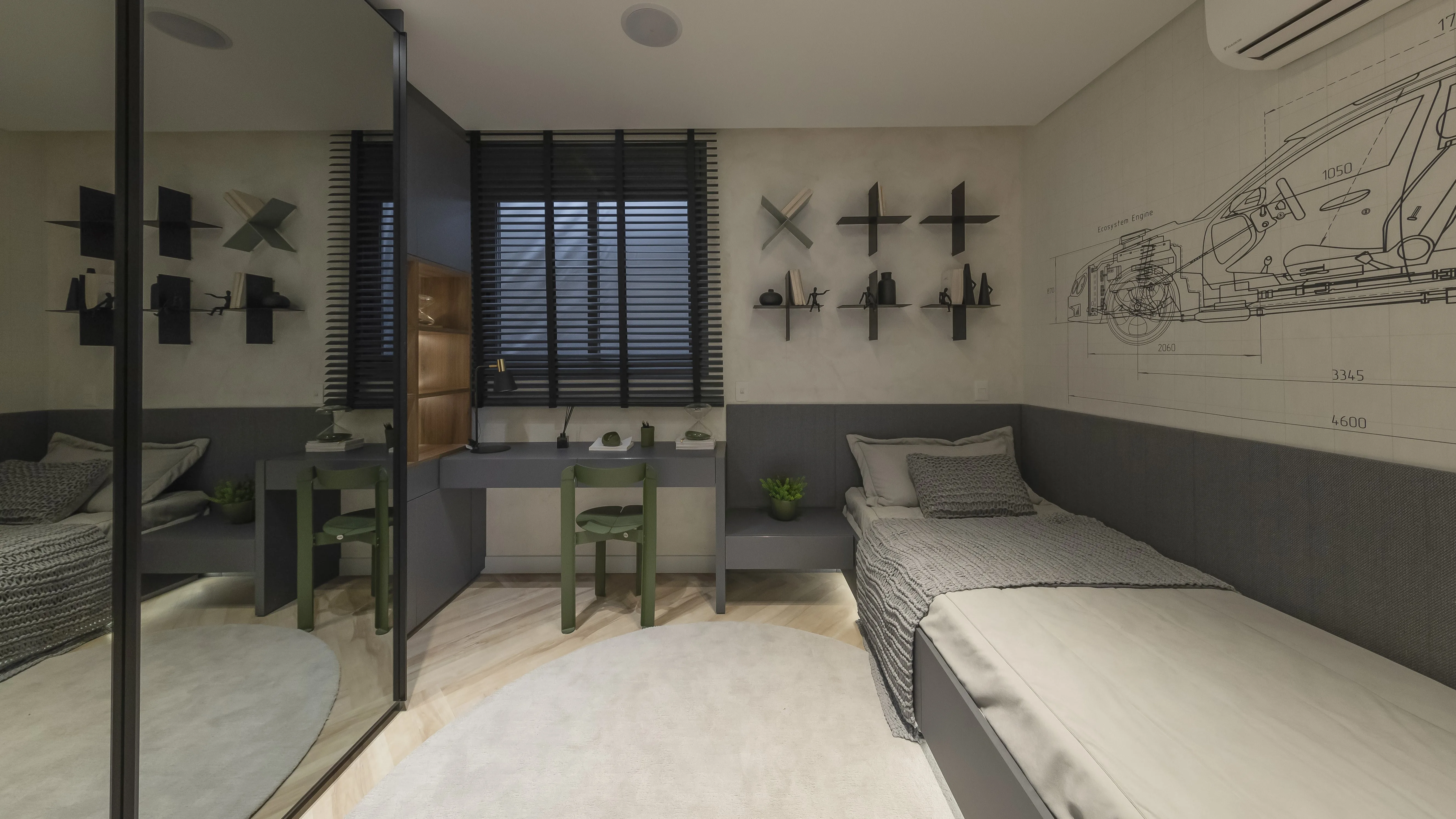 A construtora implantou o que há de mais novo em relação a acabamentos de pisos e de colorações, tanto em marcenaria quanto em paleta de cores.  