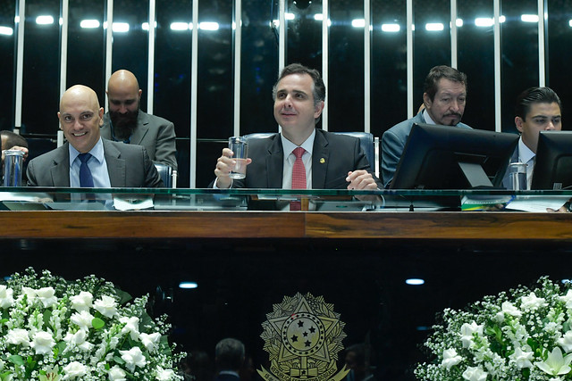 O presidente do Senado, Rodrigo Pacheco fez &#8220;defesa institucional dos mandatos&#8221; em reunião com Moraes