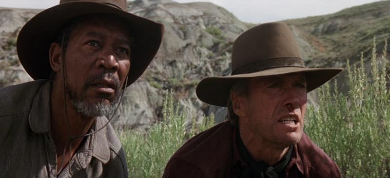 Morgan Freeman e Clint Eastwood em cena do filme de 1992, que levou quatro estatuetas no Oscar