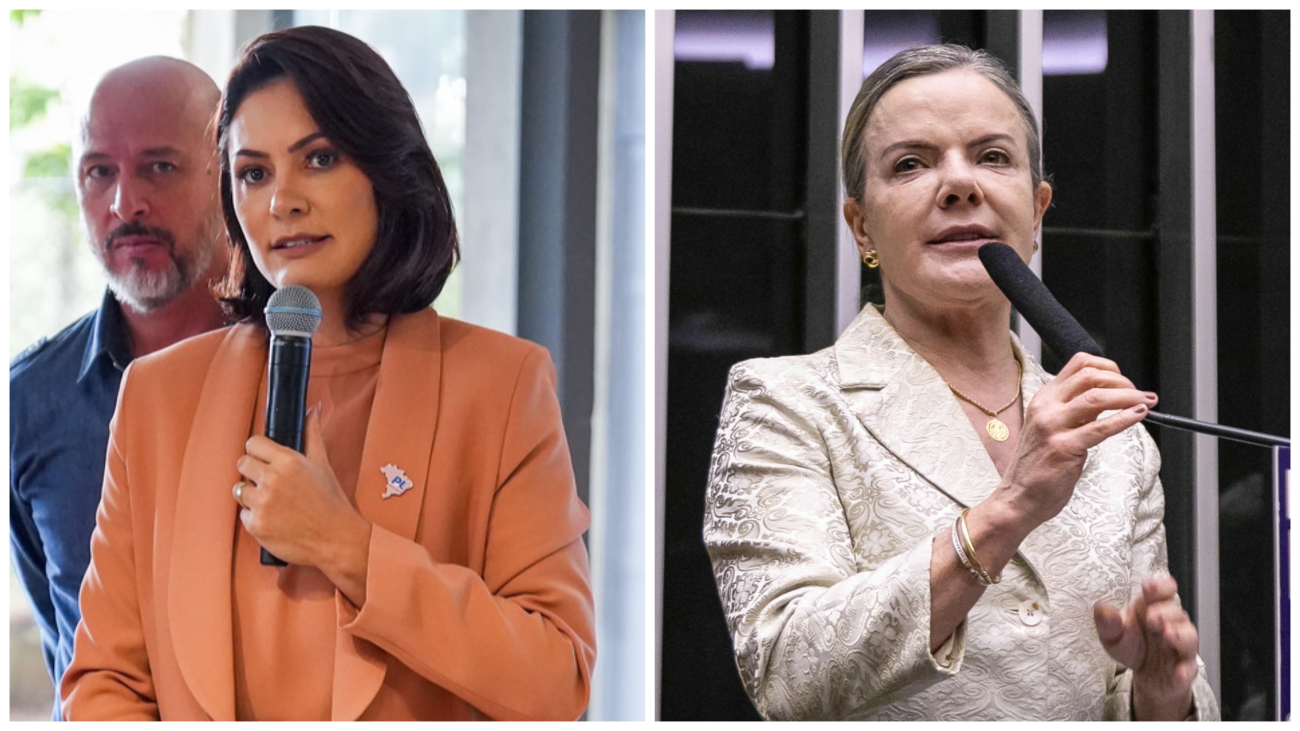 Michelle Bolsonaro e Gleisi Hoffmann