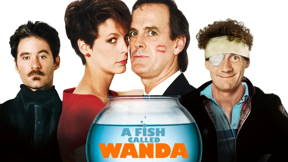 Kevin Kline, Jamie Lee Curtis, John Cleese e Michael Palin em "Um Peixe Chamado Wanda"