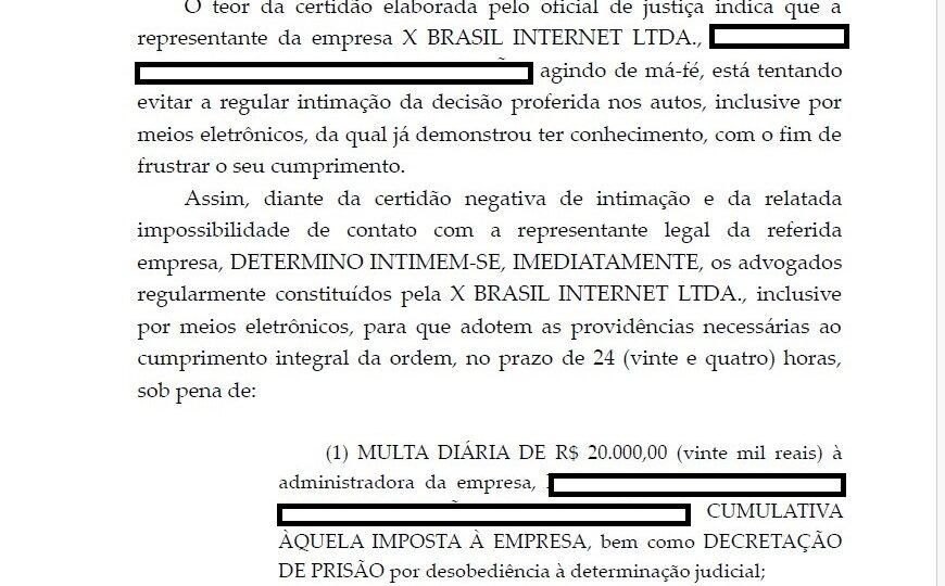 Trecho da decisão do ministro Alexandre de Moraes