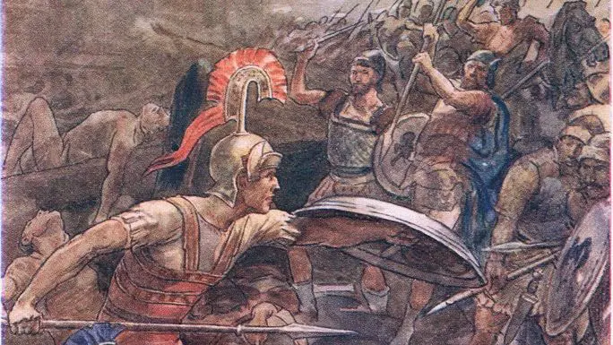 Epaminondas defende Pelópidas, pintura de William Rainey, 1910