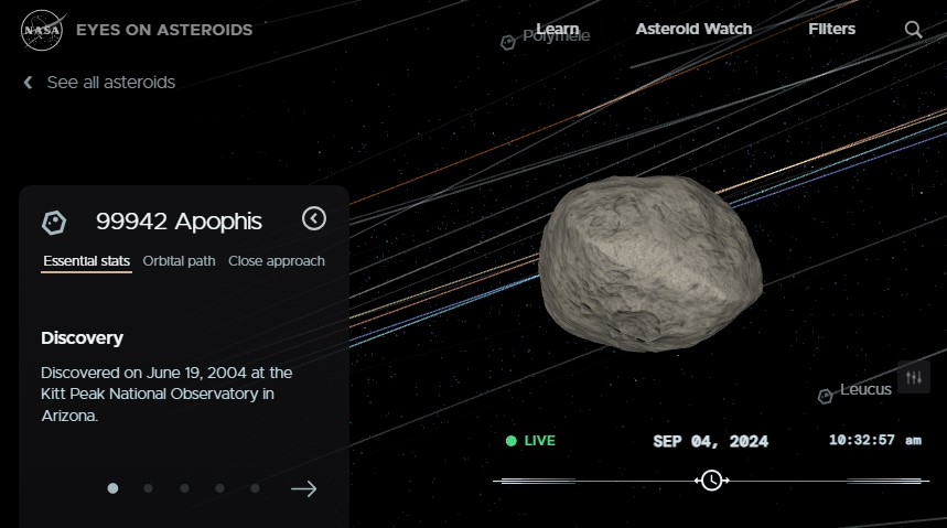 Novo estudo aumentou ligeiramente o risco de impacto do asteroide Apophis com a Terra