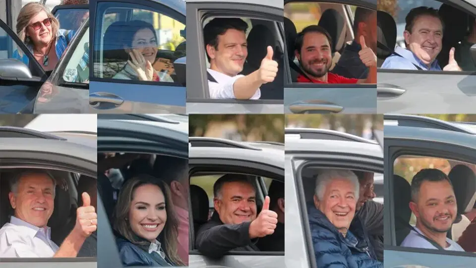 Candidatos à prefeitura de Curitiba participaram de entrevistas durante um "rolê" de carro pela capital.