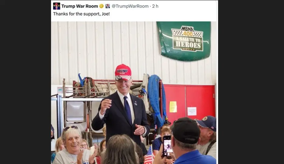Biden usa boné com slogan da campanha de Trump: “União bipartidária”