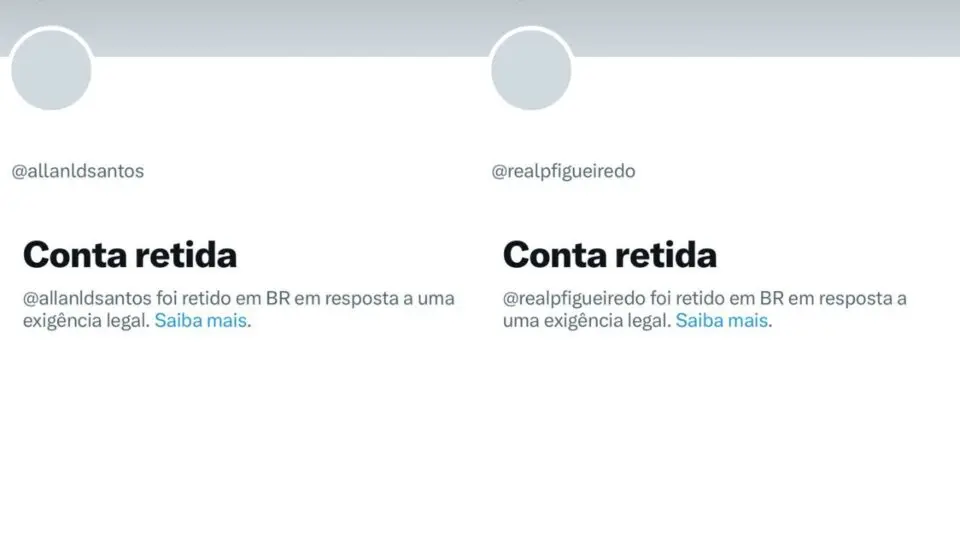 Perfis de Allan dos Santos e Paulo Figueiredo suspensos no X