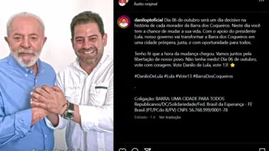 Em suas redes sociais, "Danilo de Lula" exibe o apoio do presidente da República, Luiz Inácio Lula da Silva.