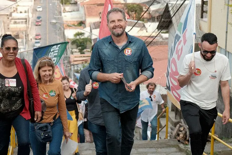 Lela durante campanha eleitoral em Florianópolis.