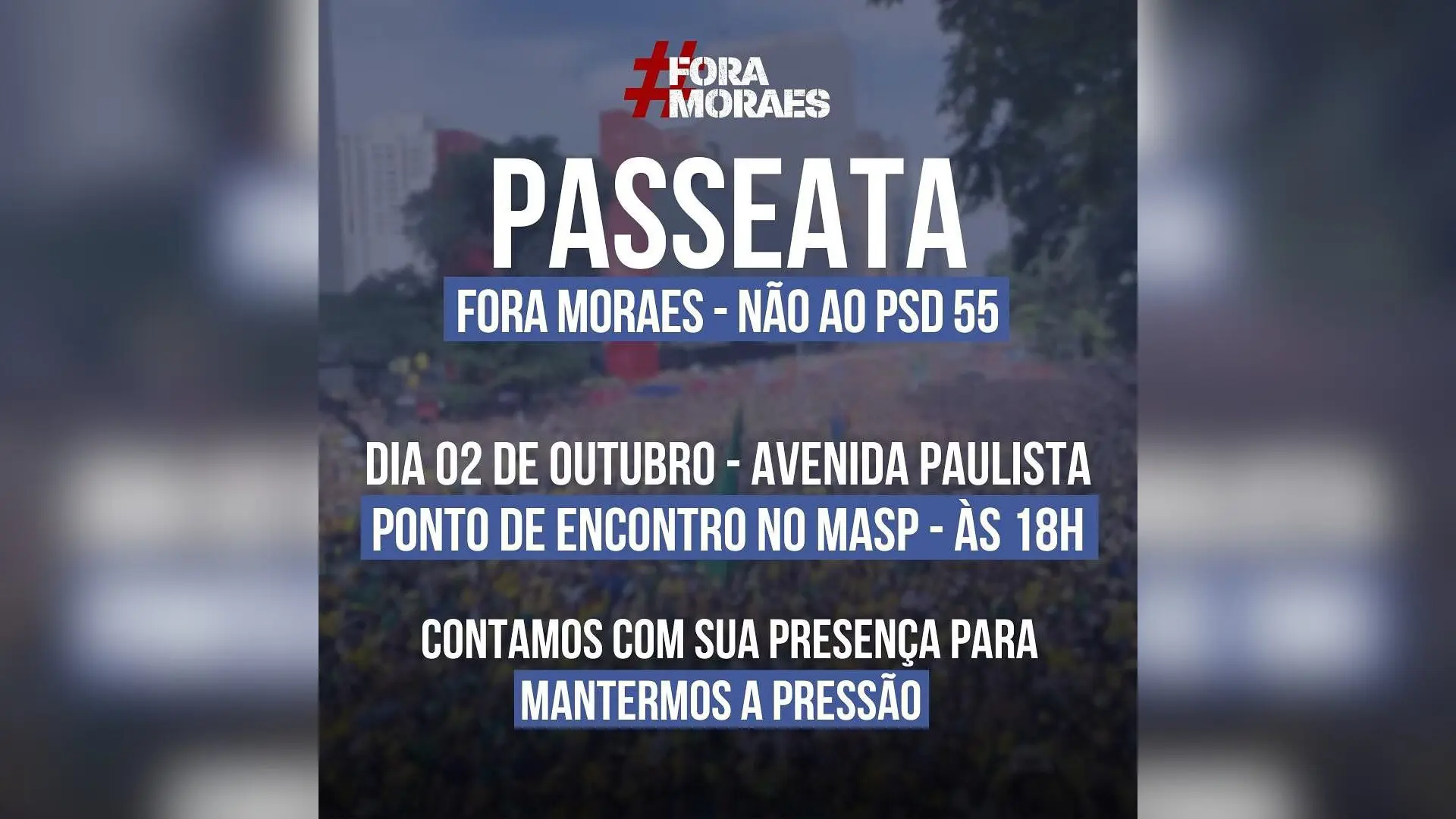 Movimento realiza passeata em SP pelo impeachment de Moraes