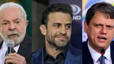 O presidente Luiz Inácio Lula da Silva (PT), Pablo Marçal (PRTB) e o governador de São Paulo Tarcísio de Freitas (Republicanos)