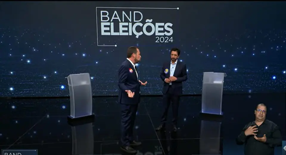 Boulos e Nunes em debate da Band TV, na noite desta segunda-feira (14)