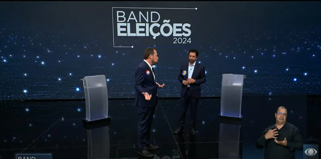 Boulos e Nunes em debate da Band TV, na noite desta segunda-feira (14)