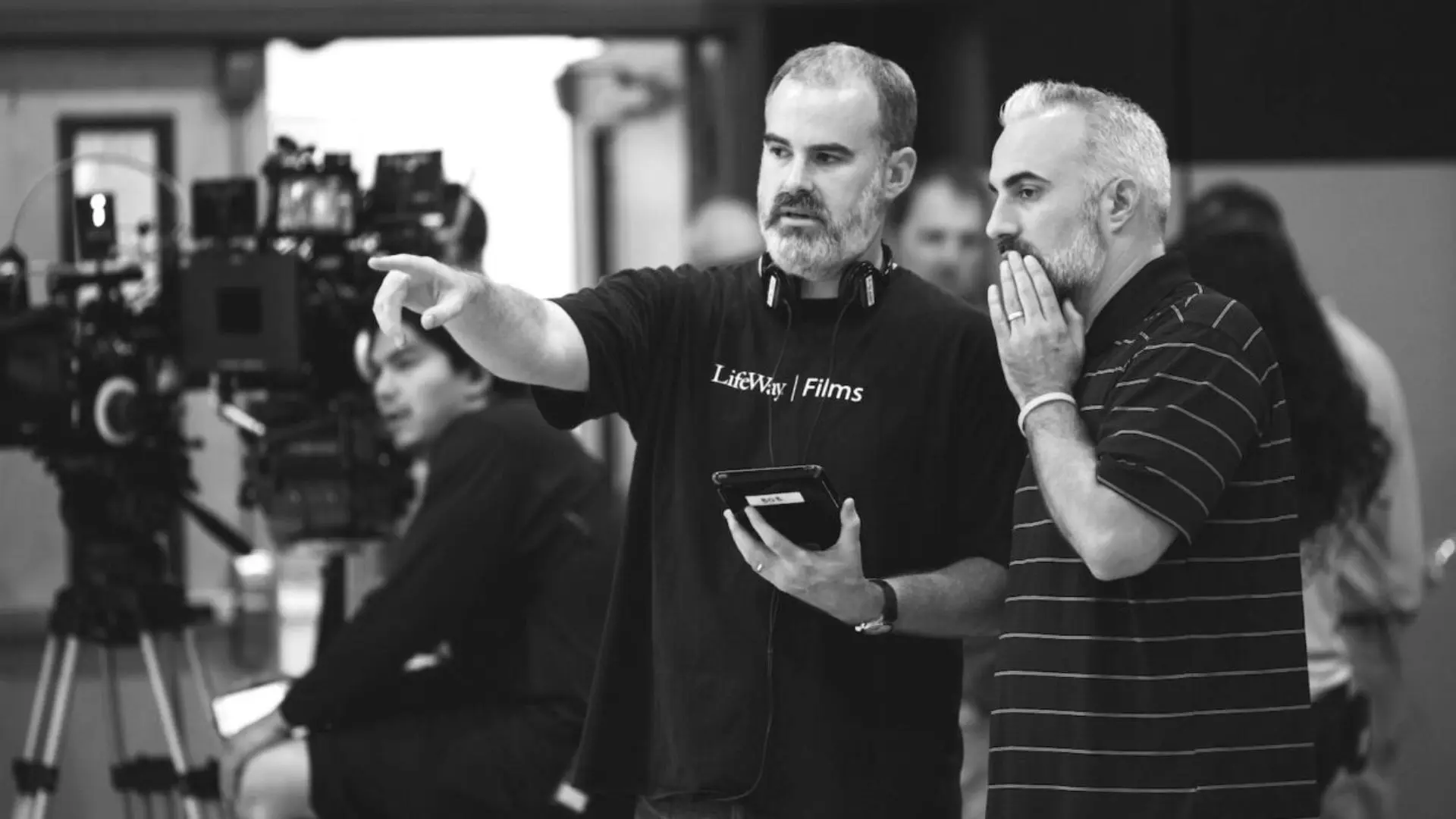 Alex Kendrick e o irmão, Stephen, no set de filmagem