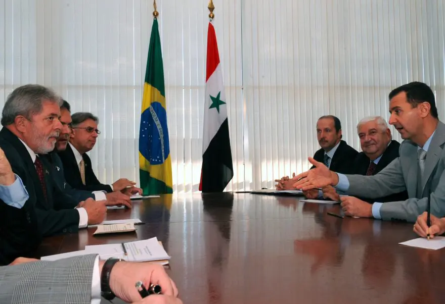 Lula e Bashar al-Assad no Itamaraty, em 2010: ditador sírio já era acusado de crimes contra a humanidade.