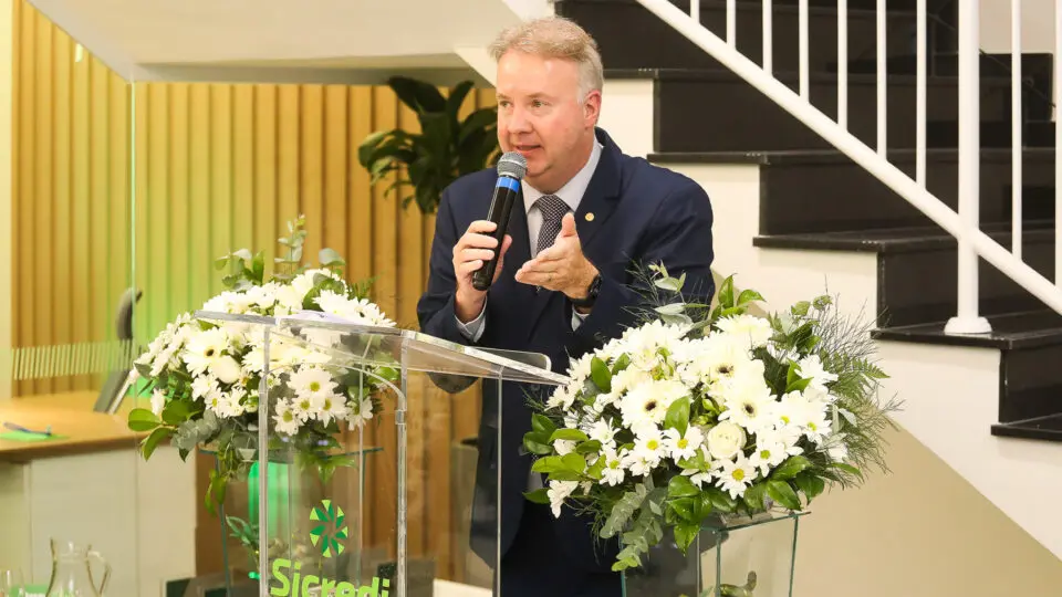 Márcio Zwierewicz, presidente da Sicredi Campos Gerais e Grande Curitiba PR/SP, durante a inauguração da agência em Almirante Tamandaré.