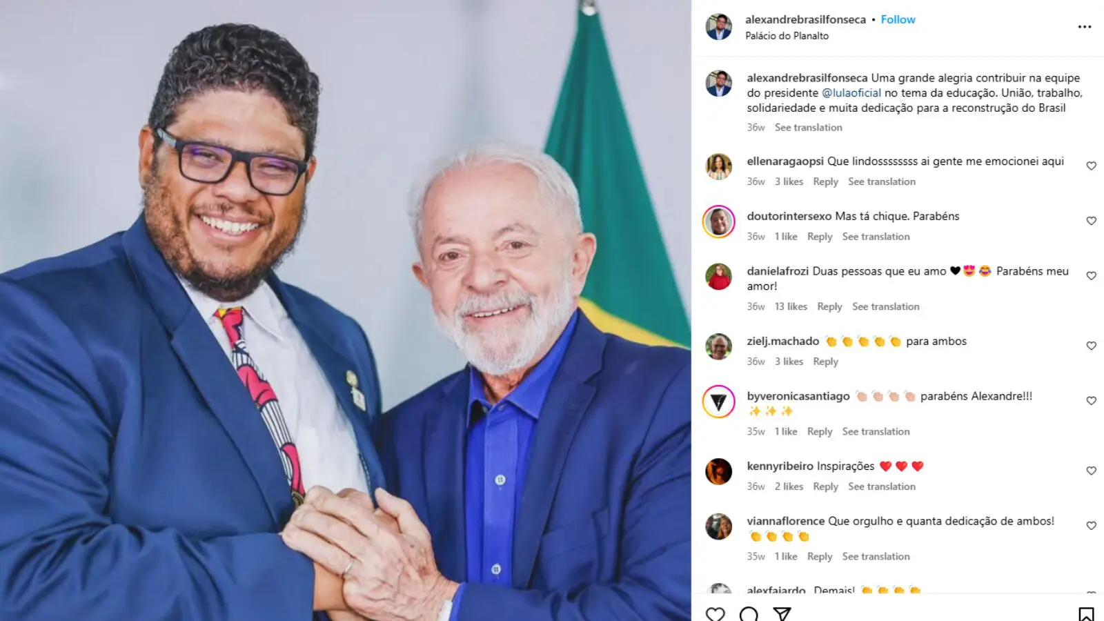 Alexandre Brasil Fonseca ao lado de Lula: fundador de ong e diretor no MEC