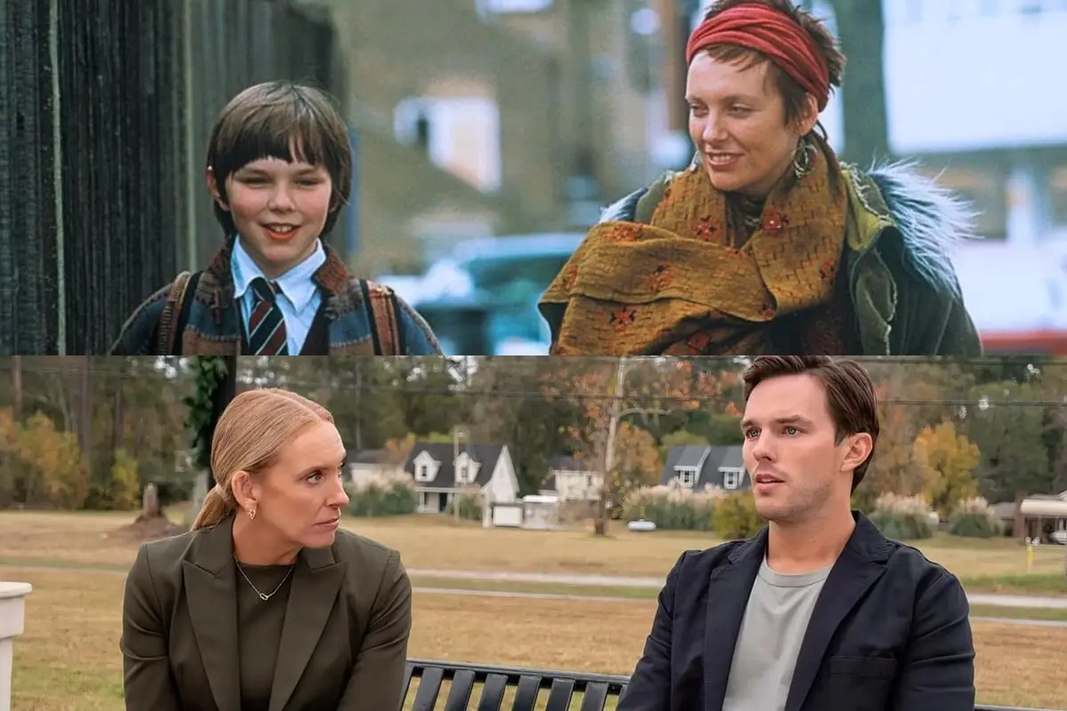 Nicholas Hoult e Toni Collette em dois filmes: "Um Grande Garoto" (2002) e "Jurado Nº 2" (2024)