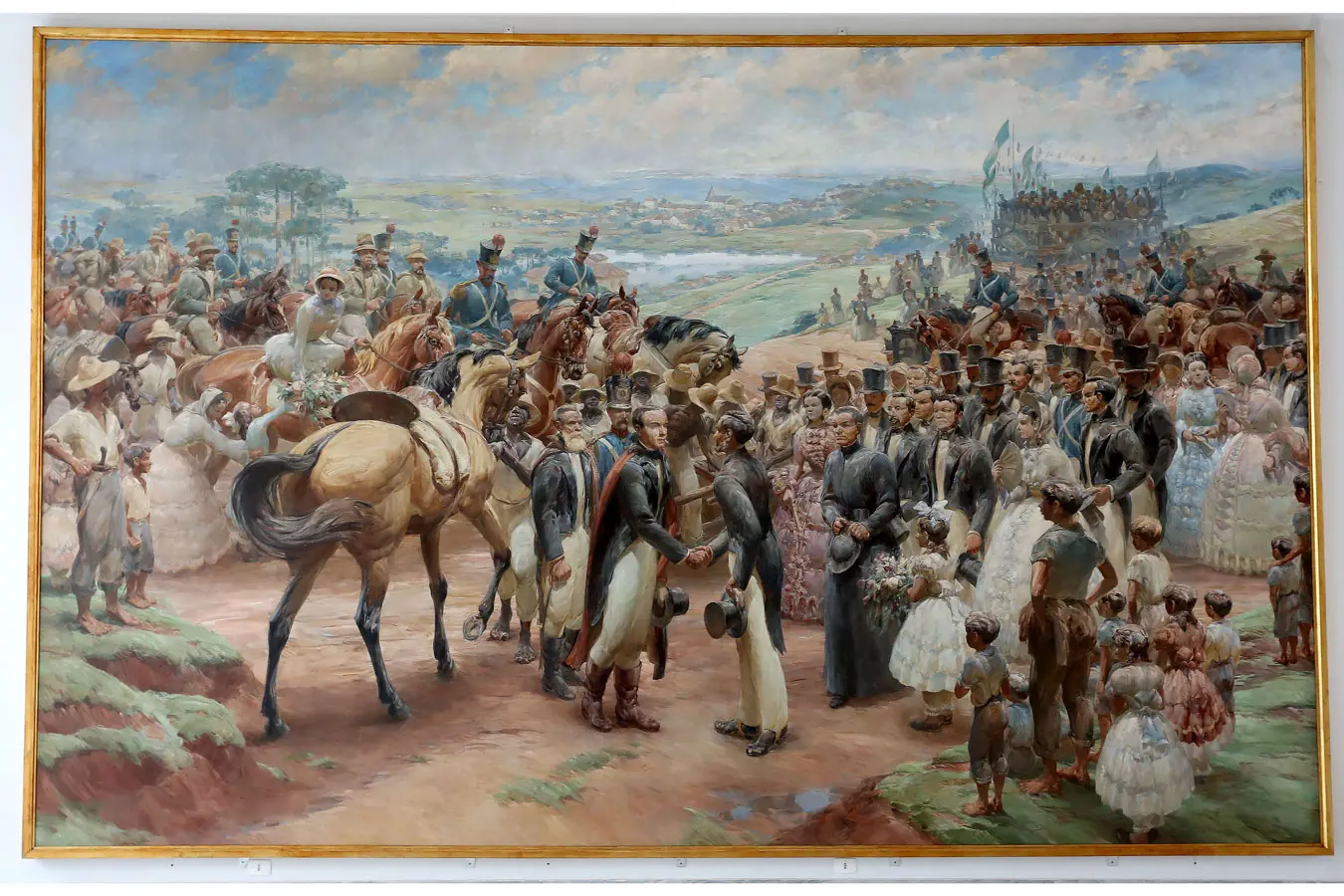 Uma das 500 obras de arte que estão no acervo do Palácio Iguaçu é o quadro "Chegada do conselheiro Zacarias" de Arthur Nísio.