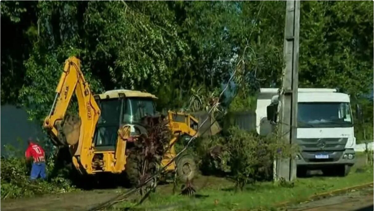 Chuva concentrada em curto período de tempo chegou a 23 milímetros de água, causando destelhamentos e quedas de árvores no litoral do Paraná.