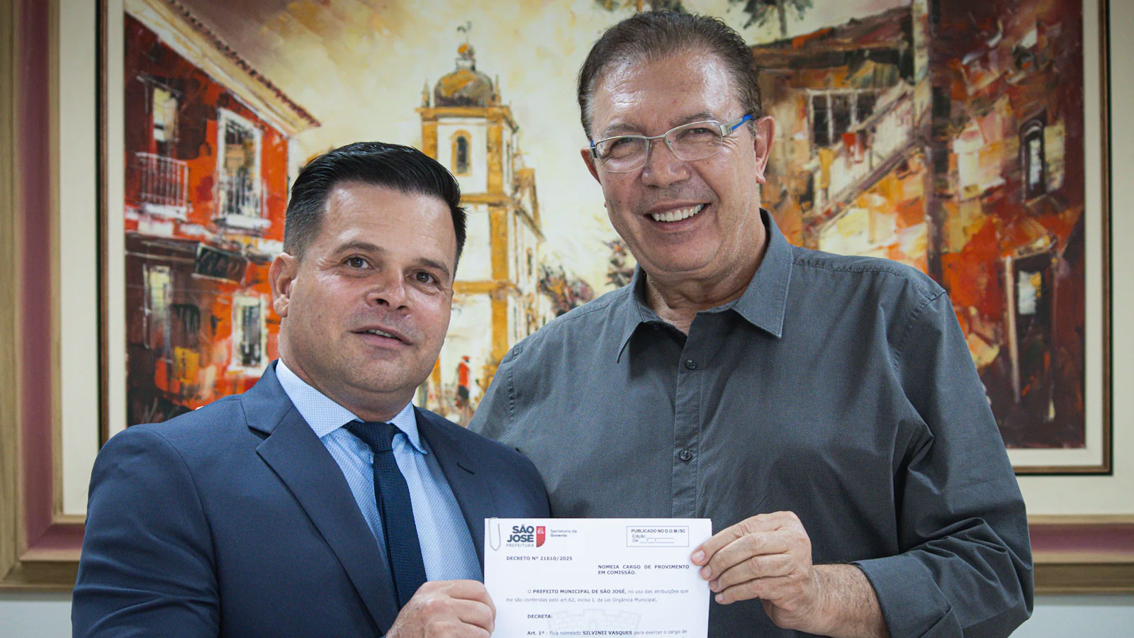 Silvinei Vasques e o prefeito reeleito de São José (SC), Orvino Coelho de Ávila (PSD).